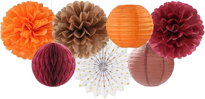 Fall Boho Baby Shower Party Decorations Streamers Lanterns 14pc