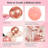 147PCS Rose Gold Balloon Garland Arch Kit Pearl Rose Gold Metallic