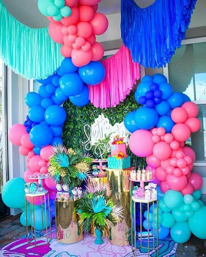 Pink and Blue Balloons, 60PCS Dark Light Blue Purple Party Balloons,