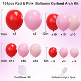 YMSZ Red and Pink Balloons Arch Kit, Valentines Balloons Arch,134pcs