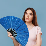 Tkocisa 2 Pack Glitter Large Folding Hand Fans for Line Dancing,