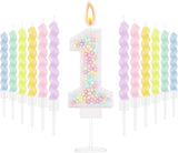MTLEE Number 1 Birthday Candle with 12 Pcs Spiral Candles for Girls Ma