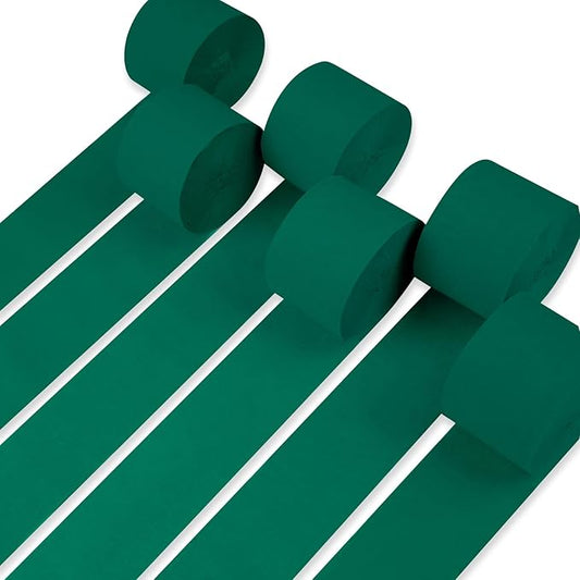 PartyWoo Green Crepe Paper Streamers 6 Rolls 492 ft Pack of Hunter Eme