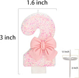21st Birthday Candles for Cake, Pink Bow Number Cake Candles, 2.76