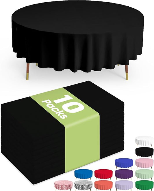 Pureegg Plastic Table Cloth Disposable 10 Pack, 84'' Round Table #3
