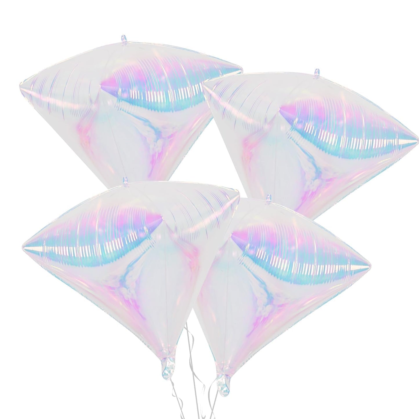 Iridescent Diamond Balloons 4 pcs,Transparent Foil Diamond Balloon for