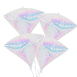 Iridescent Diamond Balloons 4 pcs,Transparent Foil Diamond Balloon for