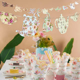 SUNBEAUTY Tea Party Decoration Teapot Bunting Garland Spring Garden