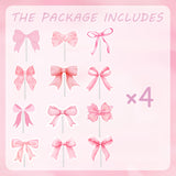 48PCS Coquette Bow Cupcake Toppers, Pink Bow Coquette Birthday Cake