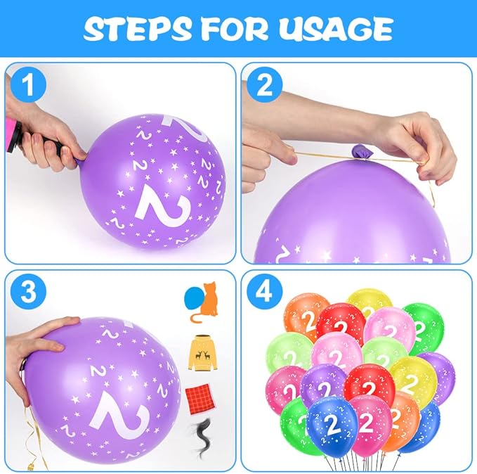 Ainiv 2nd Birthday Balloons 18PCS, 12inch Numbers Printed Latex Party