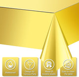 3 Pack Gold Plastic Tablecloth, Disposable Rectangle Table Covers,
