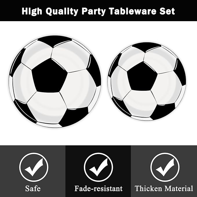 96 Pcs Soccer Plates and Napkins Soccer Party Supplies for Birthday