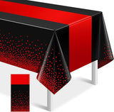MASHAN 1Pcs Black and Red Tablecloth Party Decorations,Plastic Black