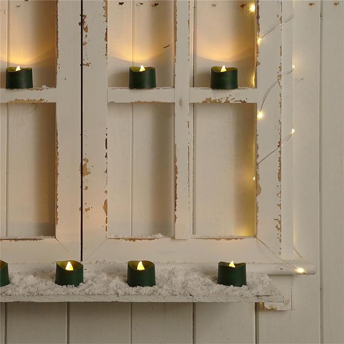 Homemory Green Tea Lights Candles Battery Operated, 200+Hour