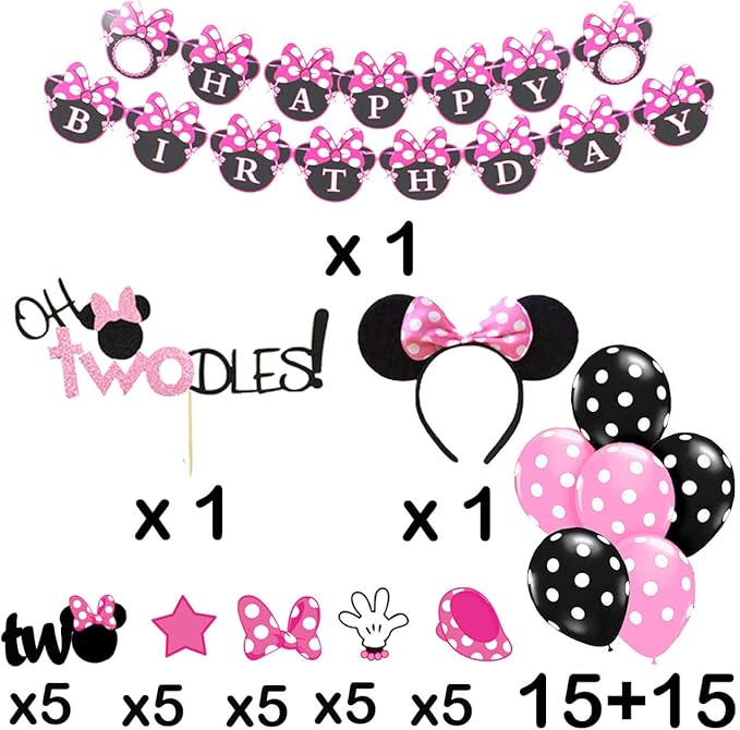 Oh Twodles Balloons Pink Second Birthday Cake Topper 2nd Banner
