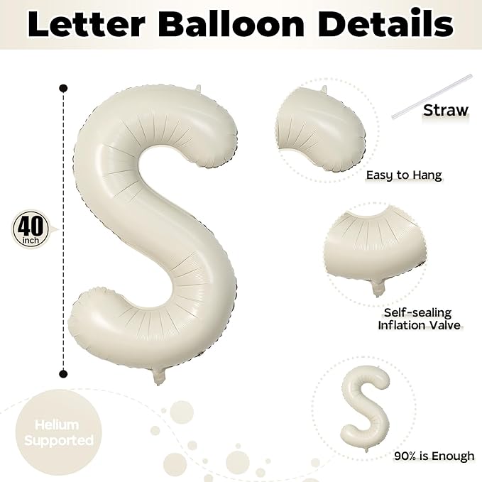 40 Inch Cream BIG SIS Balloons, Large Beige Neutral Big Sis Balloon