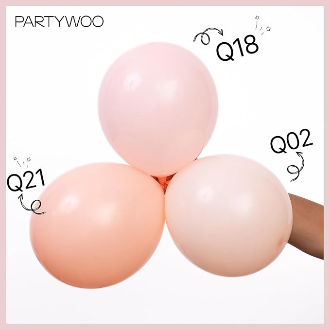 PartyWoo Baby Pink Balloons 140pcs Different Sizes of 18 12 10 5 Inch