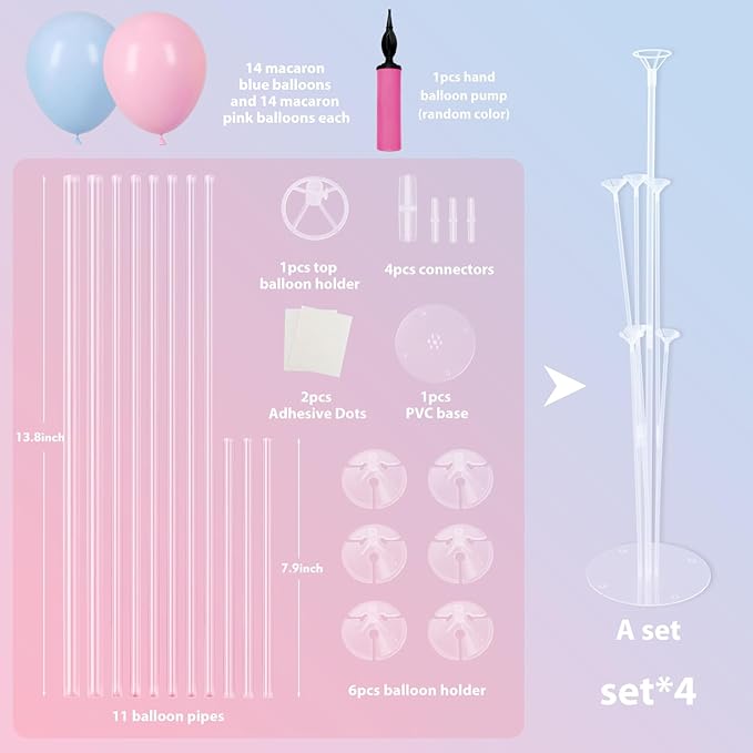 Voircoloria 6 Sets Balloon Stand Kits, Balloon Sticks with Base for