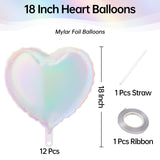 KALOR Iridescent Heart Balloons, 12Pcs 18 Inch Iridescent Heart Shaped