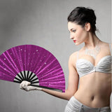 Tkocisa 2 Pack Glitter Large Folding Hand Fans for Line Dance, Popping