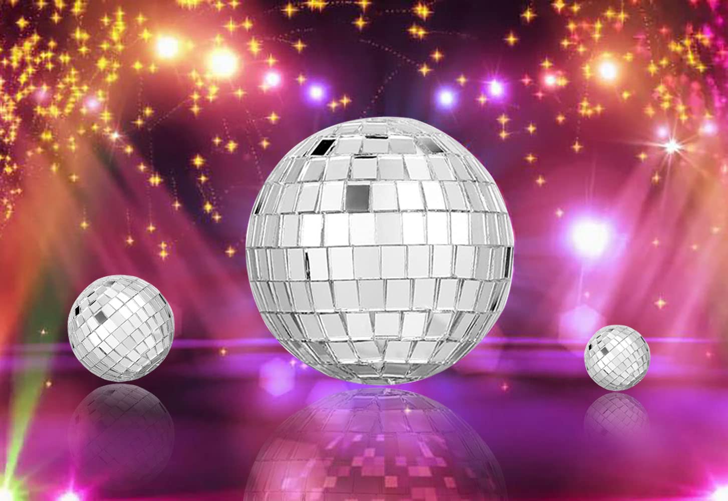 Newmemo 11pcs Disco Ball Cake Decoration Mirror Disco Balls Cake