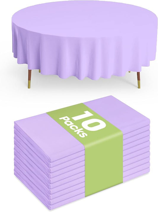 Pureegg Plastic Table Cloth Disposable 10 Pack, 84'' Round Table
