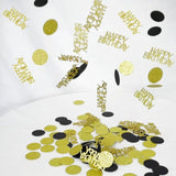 Happy Birthday Confetti, Glitter Gold and Black Birthday Table
