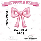 6 Pcs Pearl Pink Bow Balloons, 30 Inch Bow Foil Balloon, Pink Cutout