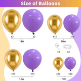 Purple Gold Balloon Garland Arch Kit, Metallic Gold and Latex Purple
