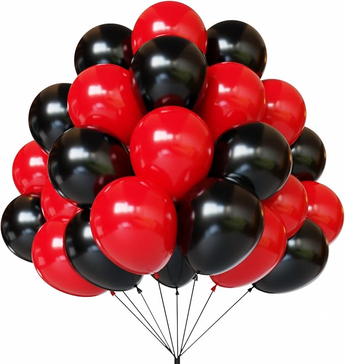 Red and Black Latex Balloons, 67 12 Inch Black and Red Party Balloons