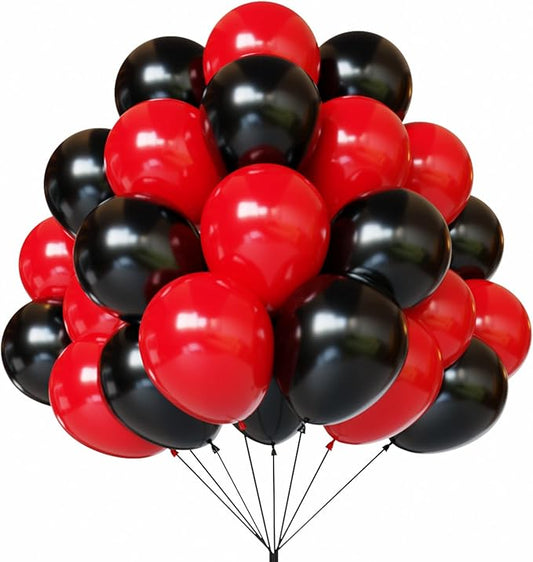 Red and Black Latex Balloons, 67 12 Inch Black and Red Party Balloons