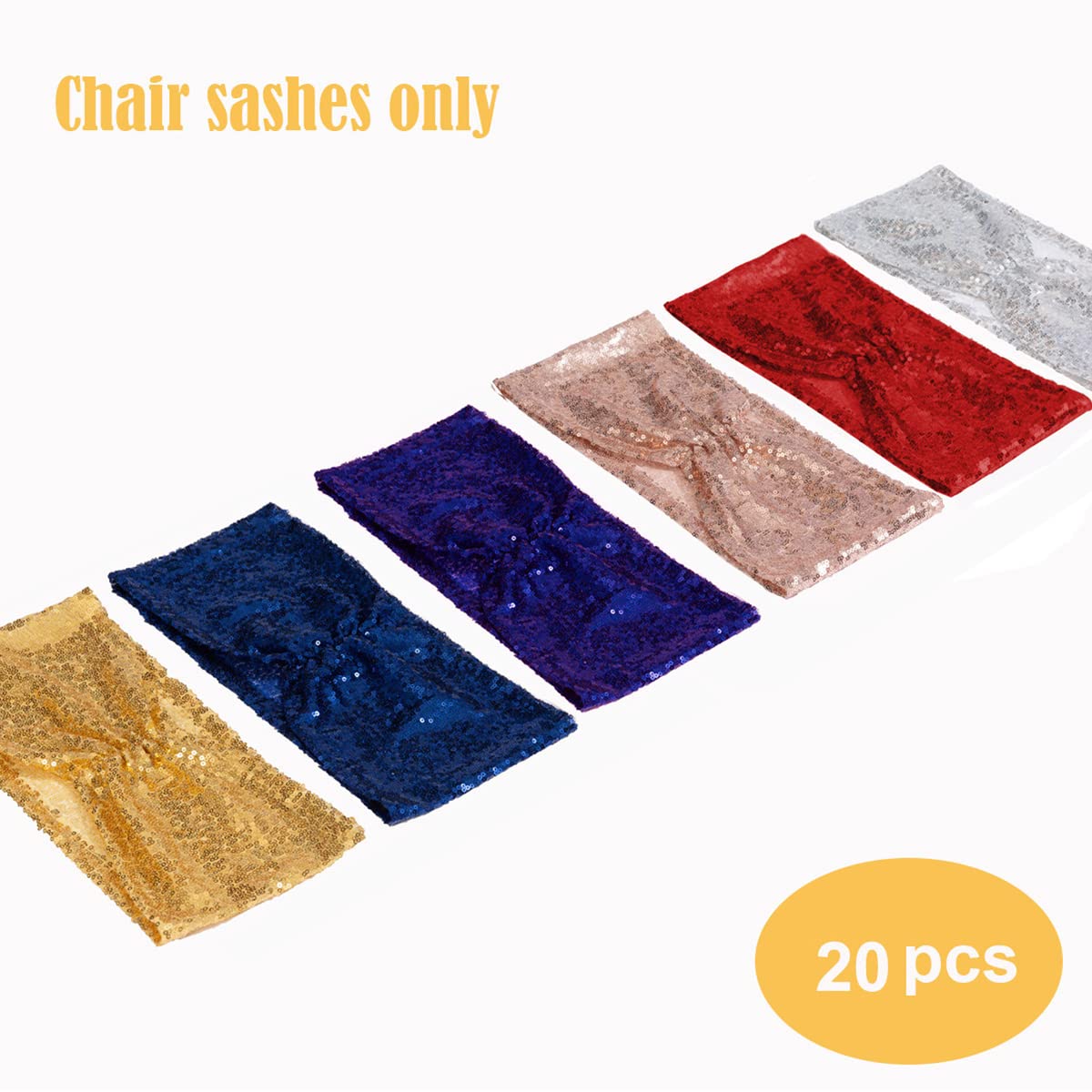 Eternal Beauty Set of 20 Sequin Sashes Bow Rose Gold Chair Sashes for