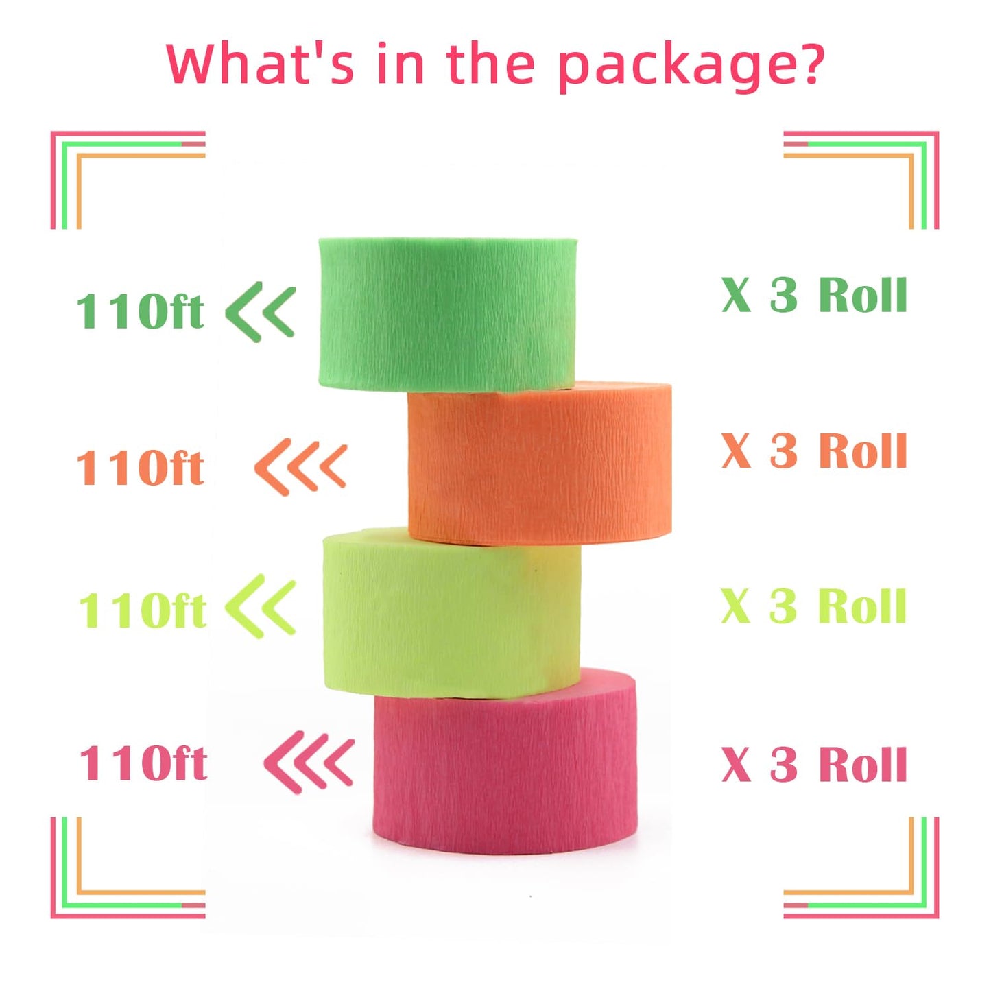1320feet Blacklight Party Streamer Decorations 12 Rolls Glow Crepe
