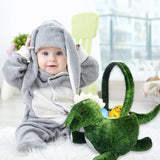 3D Dinosaur Plush Basket Easter Egg Hunting Basket Cute Animal Plush