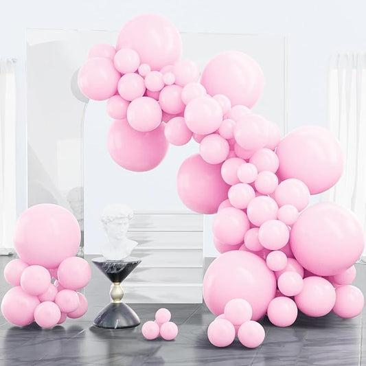PartyWoo Baby Pink Balloons 100 pcs Different Sizes of 18 12 10 5 Inch