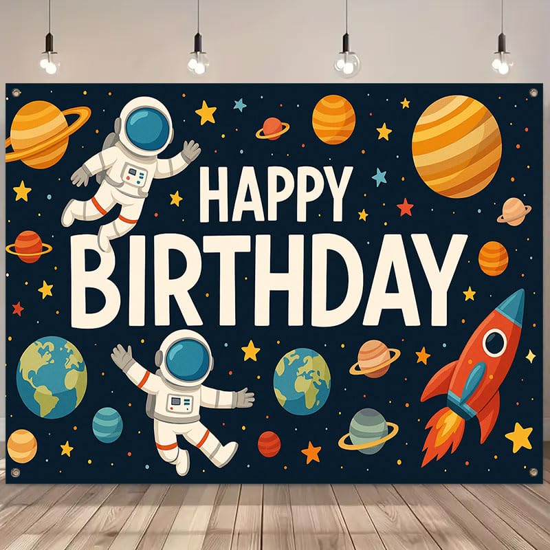 Space Birthday Decorations Banner 71x43 Inch, Large Outer