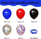 Red Blue and Black Balloons, 67pcs 12 Inch Red Blue Confetti Silver