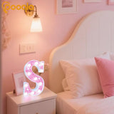 Pooqla LED Marquee Letter Lights, Light Up Pink Letters Glitter