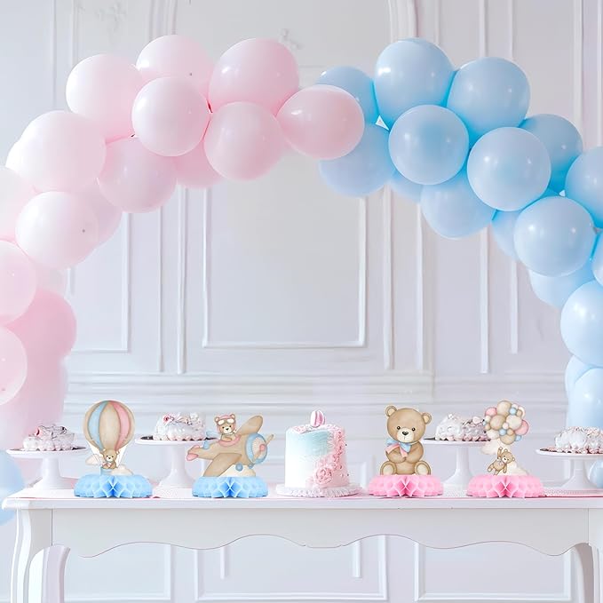 Gender Reveal Party Decorations Blue Pink Bear Honeycomb