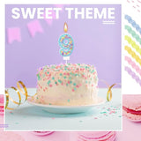 MTLEE Number 9 Birthday Candle Macaron Glitter 3D Number Candle with