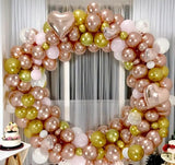 155pcs Rose Gold Balloon Arch Kit Metal Rose Gold Metal White Pink
