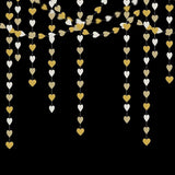 White-Gold Champagne Party-Decorations Heart Streamers Garland - 52Ft