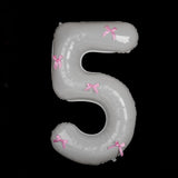 40 Inch White Number Balloons with Pink Bow Coquette Birthday