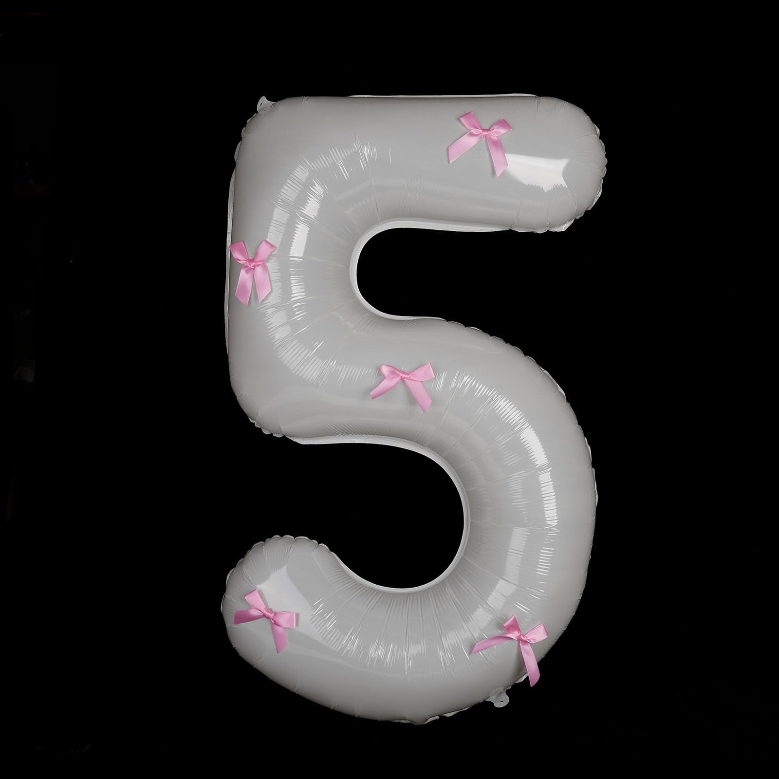 40 Inch White Number Balloons with Pink Bow Coquette Birthday