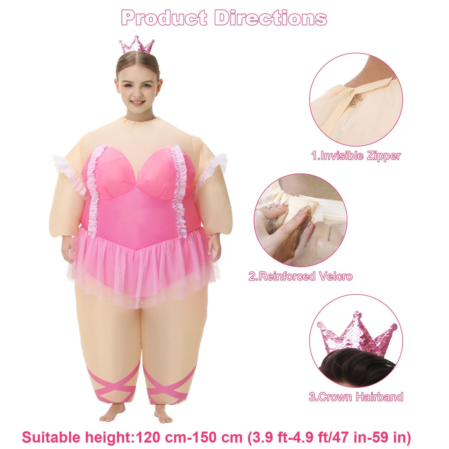 Poptrend Inflatable Ballet Costumes for Kids Funny Halloween Blow up