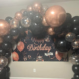 Rose Gold and Black Balloon Arch Kit Metallic Rose Gold and Black