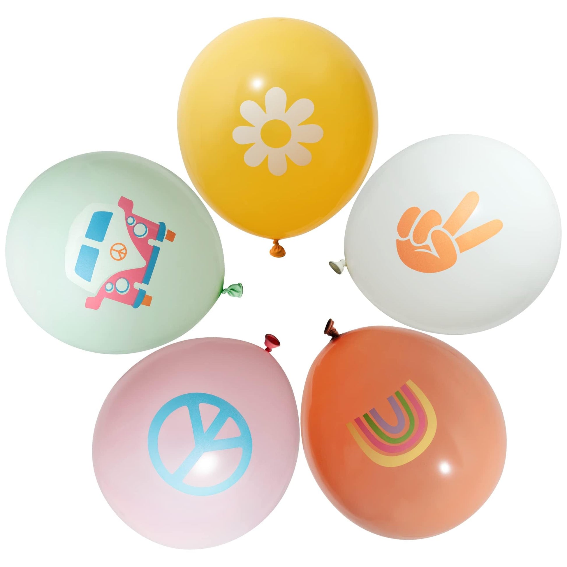 ANGOLIO 50Pcs Groovy Retro Hippie Balloons Party Supplies Smile Faces