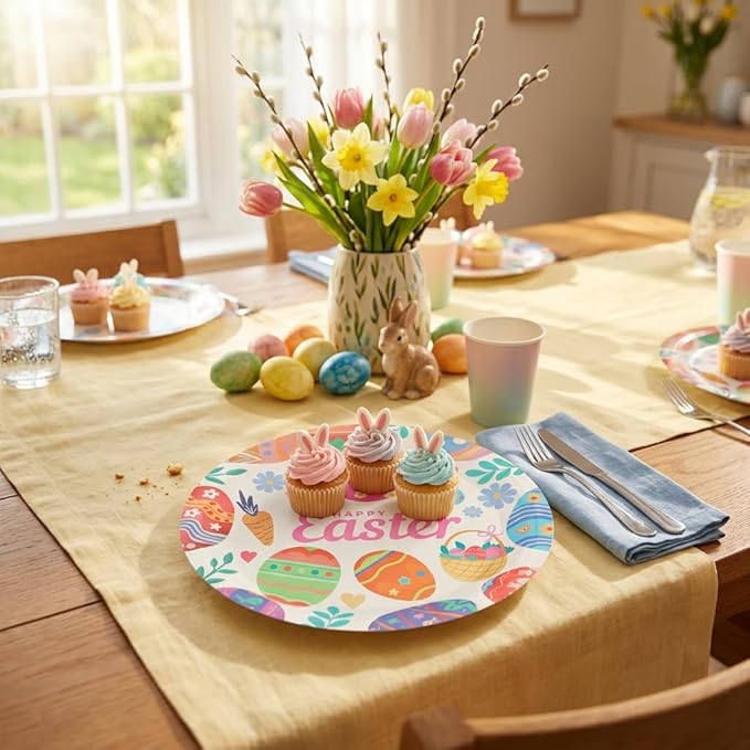 40PCS Easter Party Plates & Napkins Set – 2 Designs (Easter Eggs &