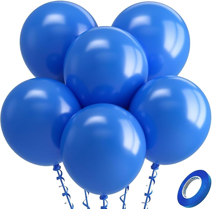 Bezente Royal Blue Latex Party Balloons - 30 Pack 18 inch Round