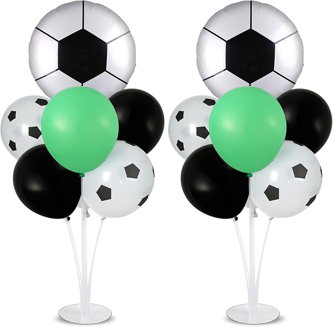 Soccer party Balloons Stand Kit 2 Sets with 2 Soccer Foil Balloons